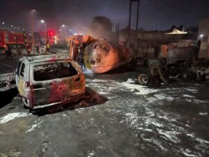 Photos: Otedola Bridge in Lagos Hit by Tanker Explosion